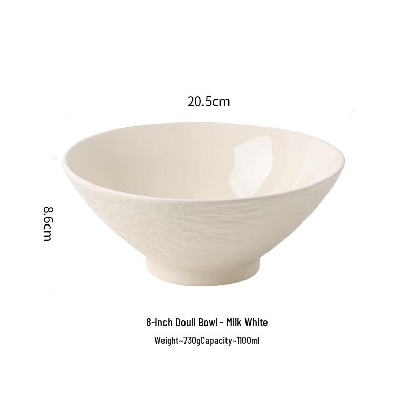 Cream Style Ceramic Noodle & Soup Bowl