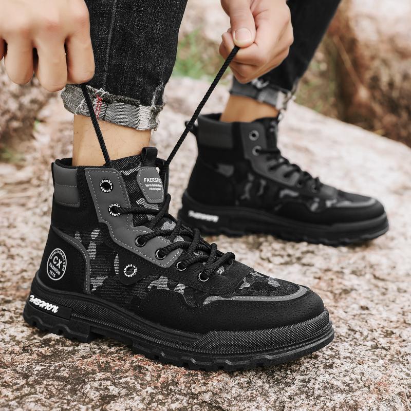 Golden Sapling 40-46 Big Size Outdoor Boots Men's Camouflages Climbing Hiking Shoes Patchwork Short Boot Man Footwear