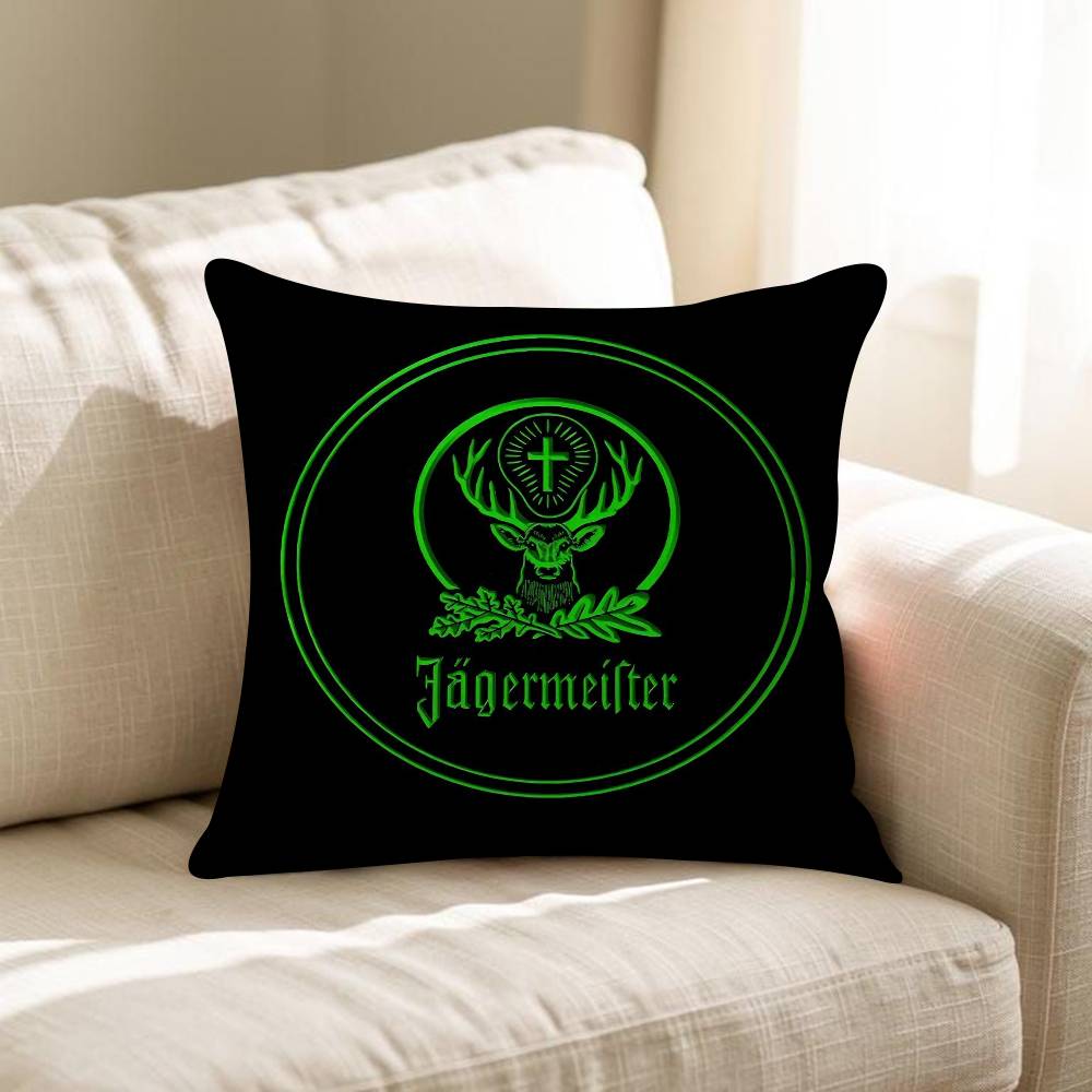 JJagermeister Logo Maple Design Cushion Cover Happy Autumn Harvest Decor Holiday Decorati Pillow Cover