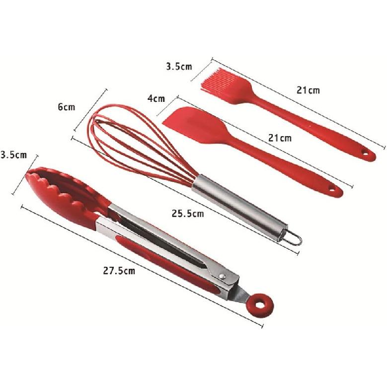 10Pcs/Set Silicone Heat Resistant Kitchen Cooking Utensils Non-Stick Baking Tool Tongs ladle Gadget DISHWASHER SAFE FOOD GRADE SILICONE