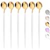 Set di 6 Pezzi Cucchiaini da Caffè Posate Set di Posate Succhi Bianco Oro Cucchiaini da Tè Stoviglie Gelato Paletta Manico Lungo Utensili da Cucina