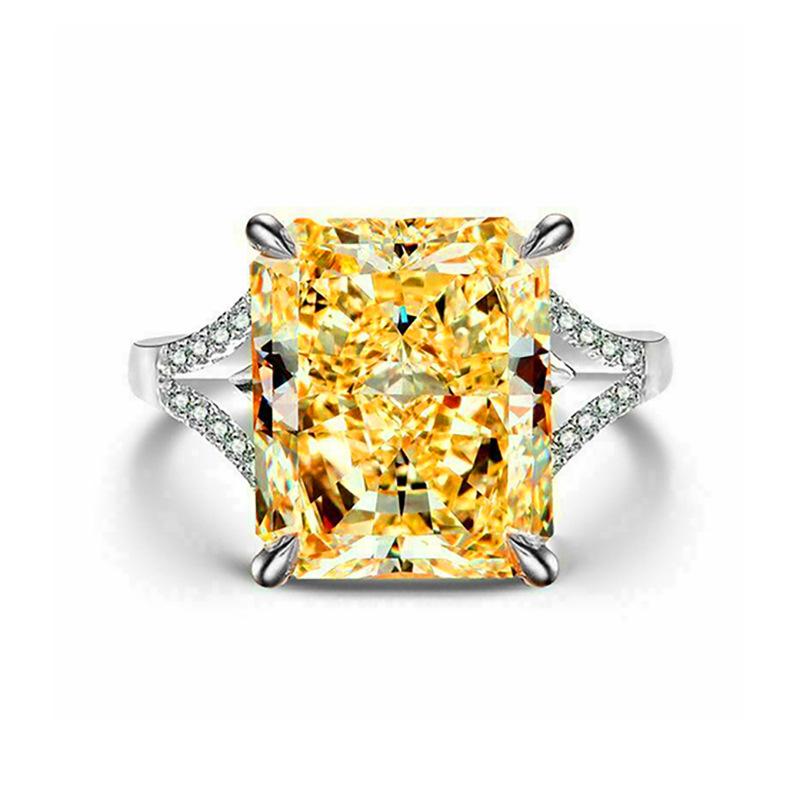 Jewelry Rings, Luxury Four-Claw Square Diamond Zircon Rings For Women, Valentine'S Day Gift Accessories
