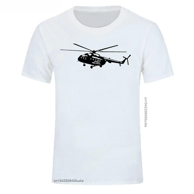 Summer Mens T Shirt Short Sleeve Cotton Print Mi8 Helicopter TShirt Casual Shirt Cool Tees Tops Streetwear Cotton Fabric