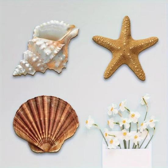 3 Pcs Beach Wall Decor Wooden Seashell Starfish Wall Decoration Rustic Ocean Coastal Nautical Wall Art for Living Room Bathroom Balcony