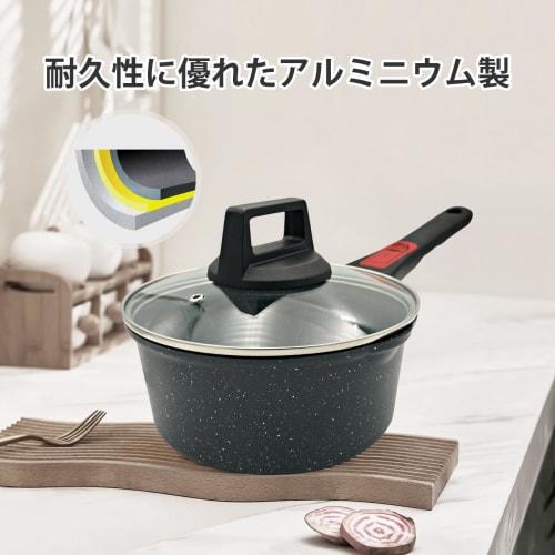 RANXINGST 16cm Saucepan with Lid, Induction & Gas Compatible, Milk Pan, Removable Handle, Non-Stick, Teflon Coated, Easy To Clean, PFOA & PFOS Free, B