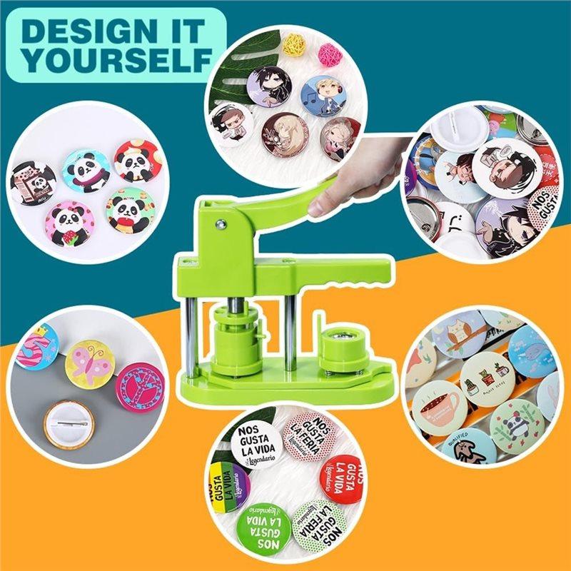 A03F-Installation-Free 32Mm(3Rd Gen) Button Maker Machine DIY Pin Badge Press With 100 Button Parts& Cutter Included