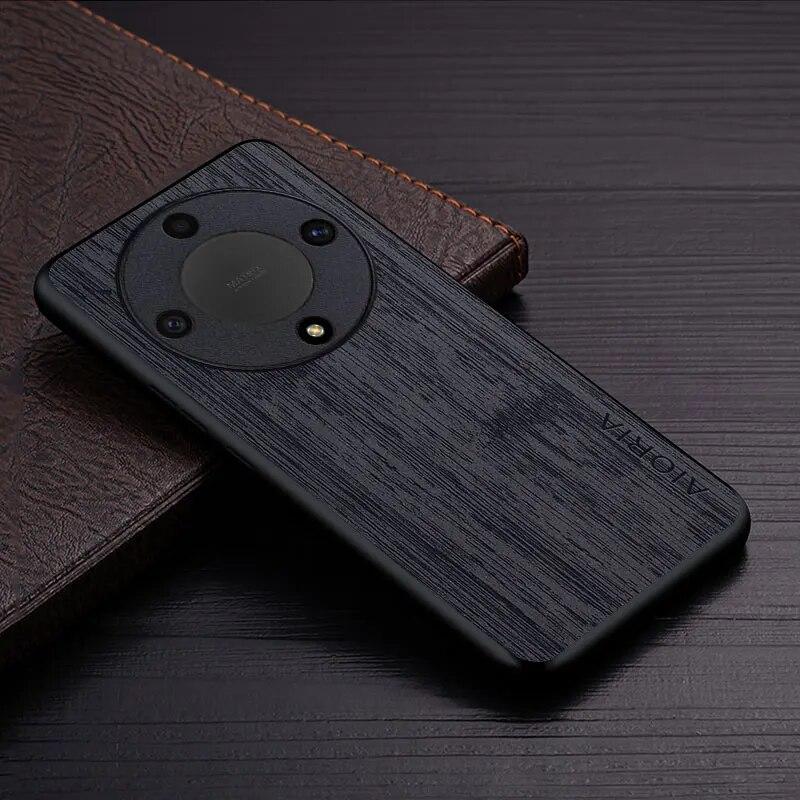 

Чехол для Honor Magic 5 Lite Pro, чехол из бамбукового дерева, кожаный чехол, роскошный чехол для huawei Honor Magic 5 lite, чехол-капа Magic5 Lite чёрный