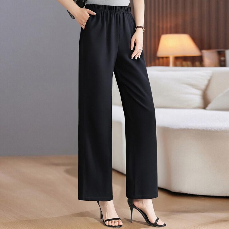 PaSiTe Women s Elastic Waist Straight-Leg Casual Pants 2XL