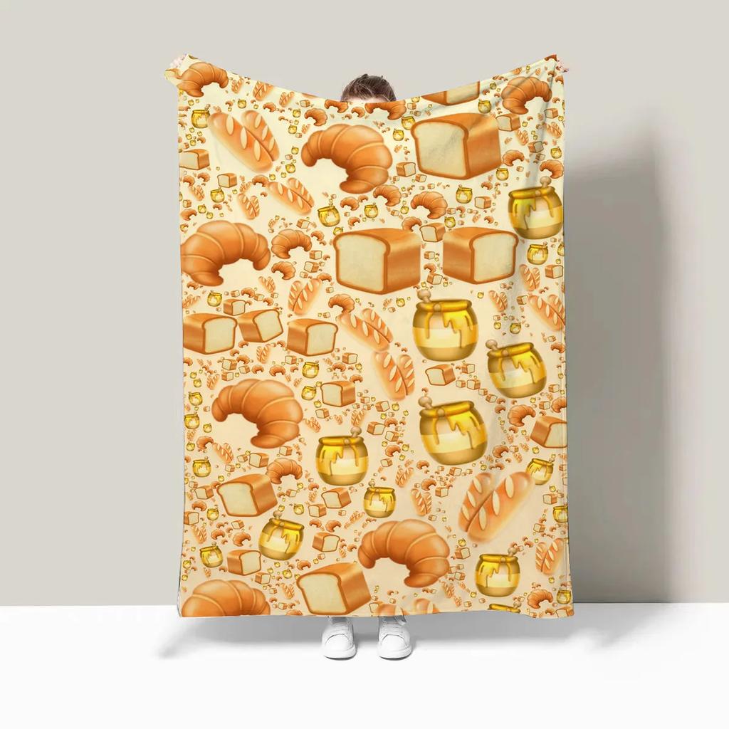 Food and Fruit Party digitalprinted polyester Bedroom velvet flannel cover blanket Fleece soft sofa cover blankets for beds
