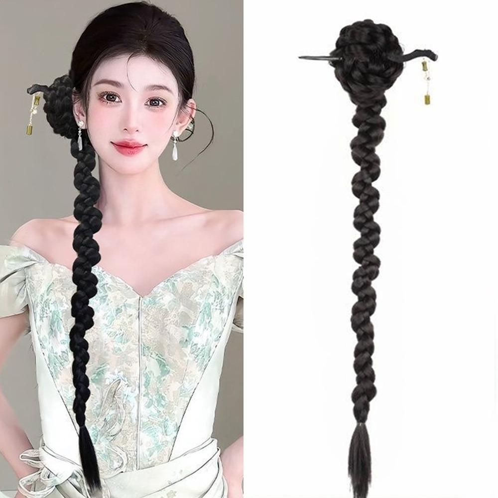 

Elegant Women Fake Ponytail Side-braided Twisted Braids Hot Long Braids Women Girls