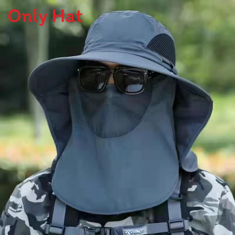 

Mens Summer Fishing Sun Hat With Removable Face Shield For Outdoor Hiking Protection DarkGray