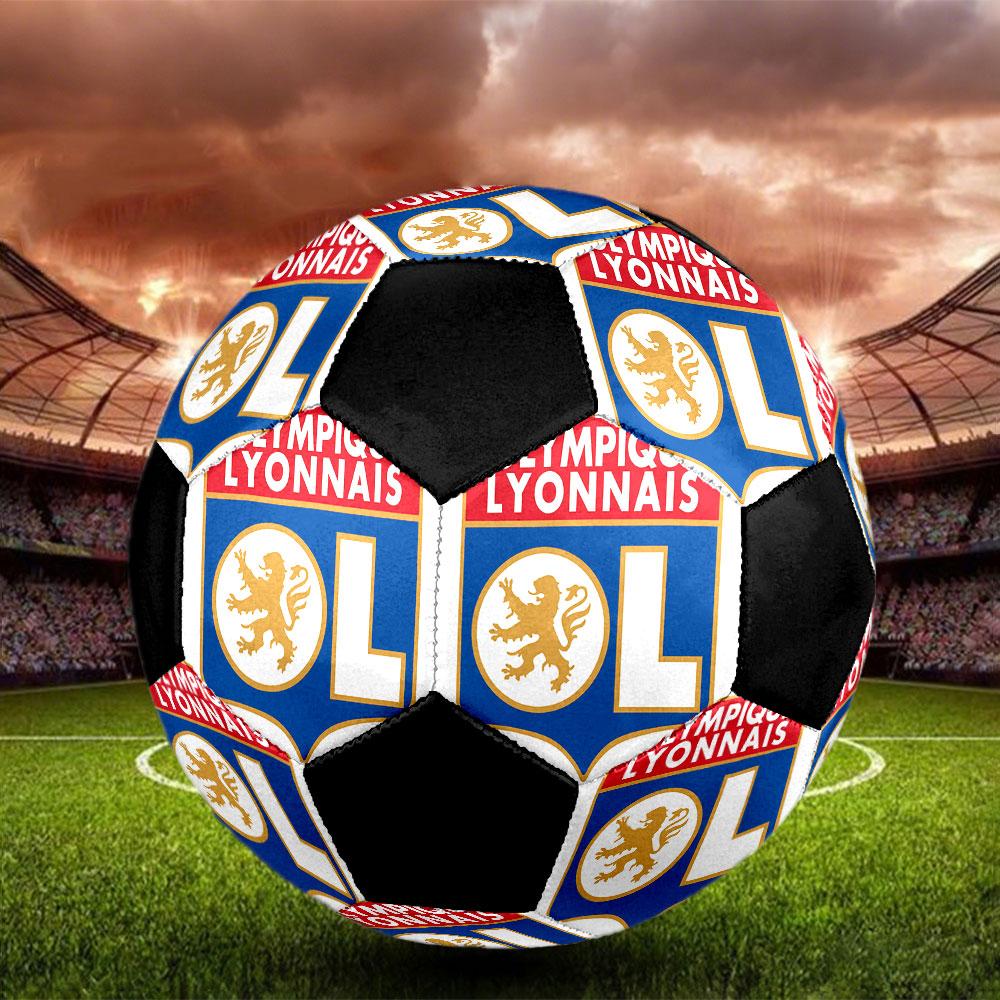 1PZ Pallone da calcio Olympique Lyonnais taglia 5 Pallone da calcio indoor Praha Colorato Per tutte le età Cucito a macchina PVC Pronto per la competizione Resistente Ad alto rimbalzo