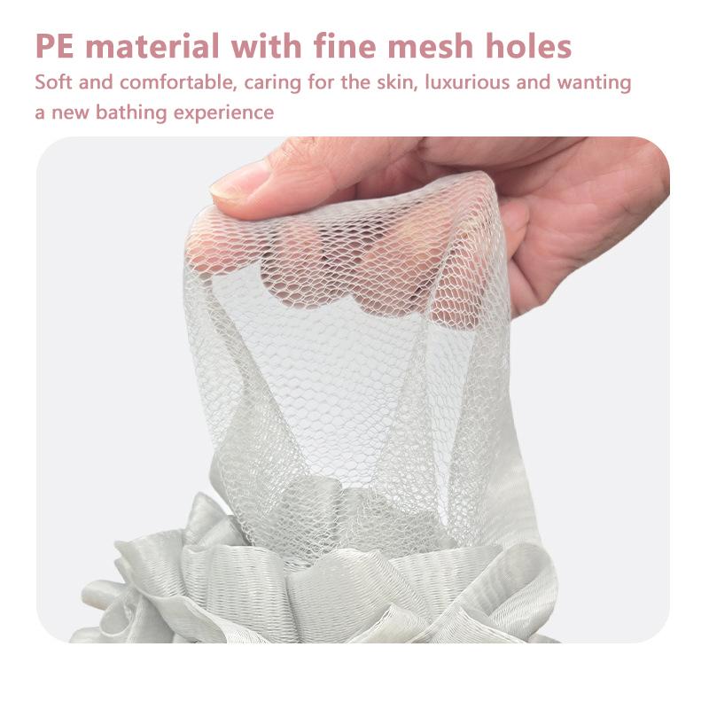 2-In-1 Bath Ball Towel Loofah With Drawstring Closure For Soap Soft Exfoliating Mesh Shower Sponge Skin Care Bathing Tool
