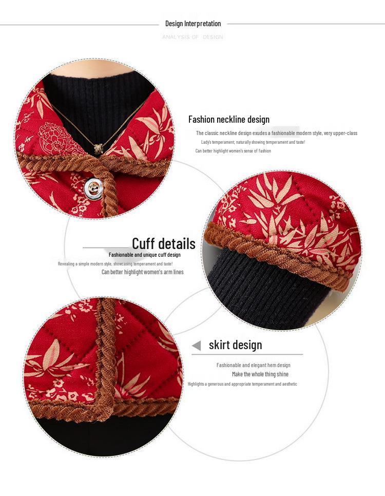 Mid-Aged Mother's Winter Half-Sleeve Velvet-Lined Padded Vest – Warm, Thickened Cotton Jacket for Grandma Style