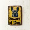 Vintage German Shepherd Iron Metal Sign - "Beware of Dog" Warning, Durable Tin Plate for Home & Outdoor Use, Rustic Distressed