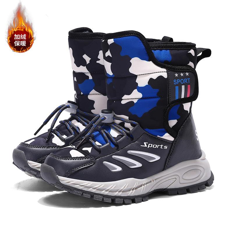 Winter new men's and women's high-top children's shoes export children's velvet warm waterproof and non-slip snow boots cotton shoes