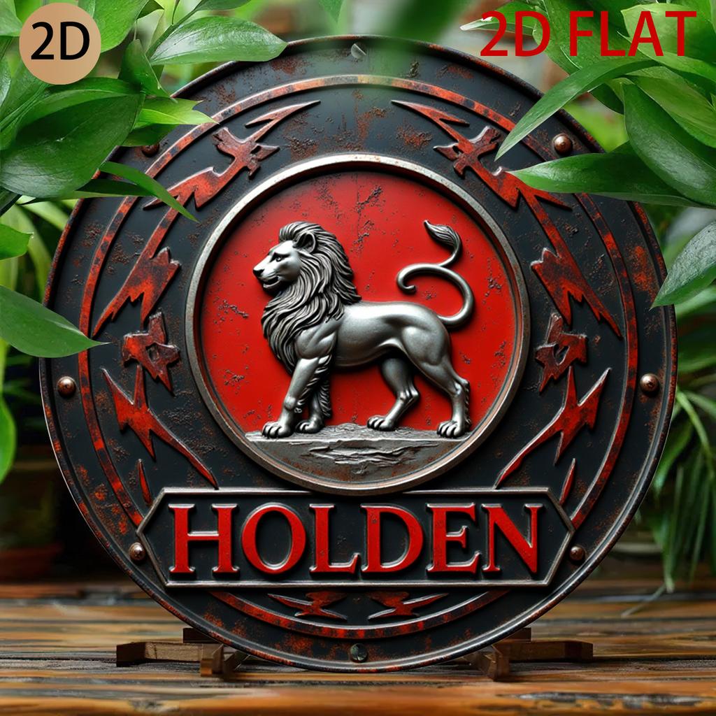 D Flat A VintageStyle Circular Metal Emblem Featuring a Lion Perfect for Decorating Your for Home Garage Caf Or Man Cave