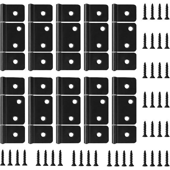 Three Leaf Non-Mortised Hinge with Screws for Mobile Home & RV Interior Furniture Windows Cupboard Etc- Black 10 Pack