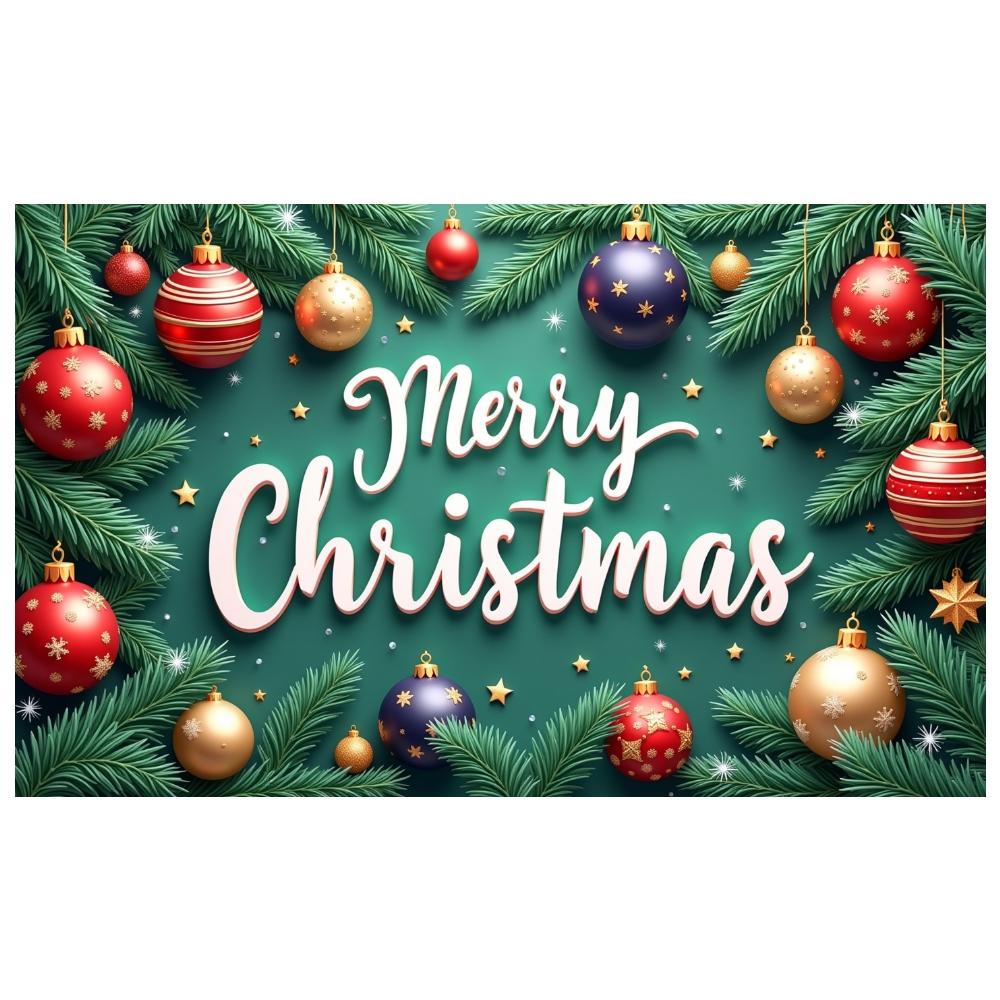 Winter Festive Display Colorful Ornaments Xmas Display Christmas Celebration Display Xmas Ornamental Merry Christmas Banner