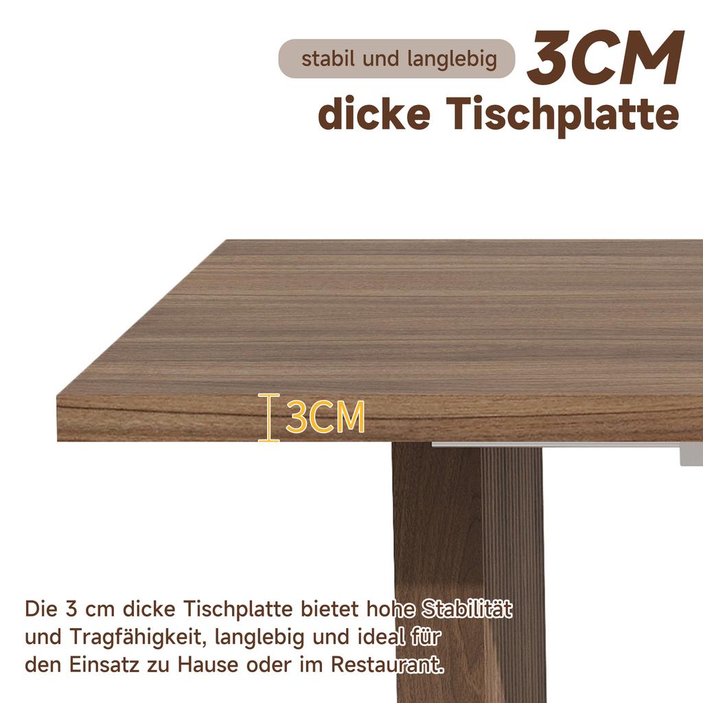 Extendable Dining Table 140/200 * 90 cm, Suitable for 6–8 People, Rectangular Table Top, Thickened Table Top, Simple Style, Walnut