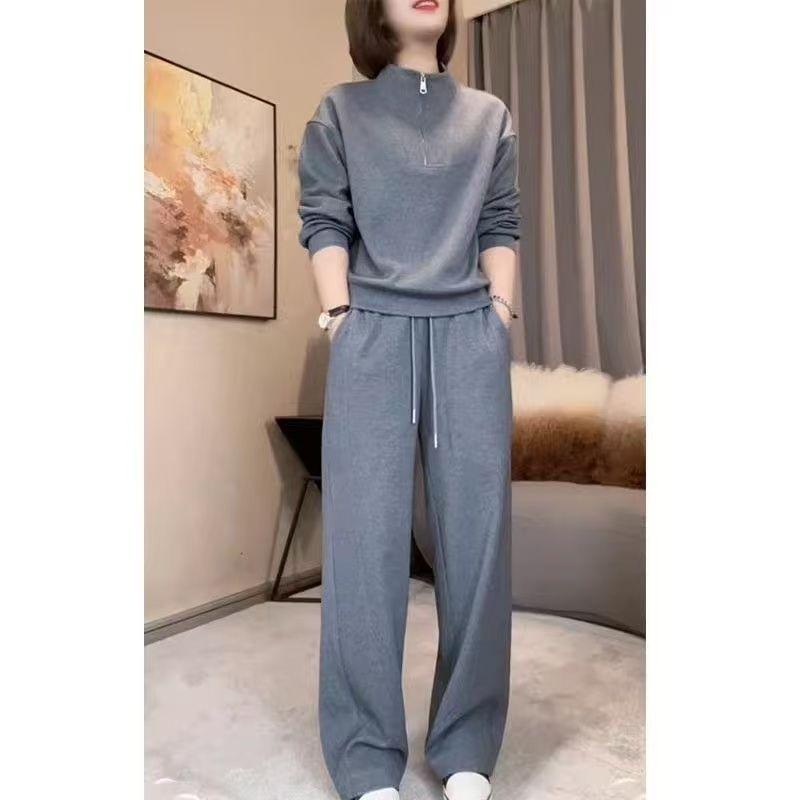 

2026 Korean Style Plus Size Loose Sports Suit for Middle-Aged and Elderly Women – Casual Two-Piece Set for Spring/Autumn XL (111-125 jin)