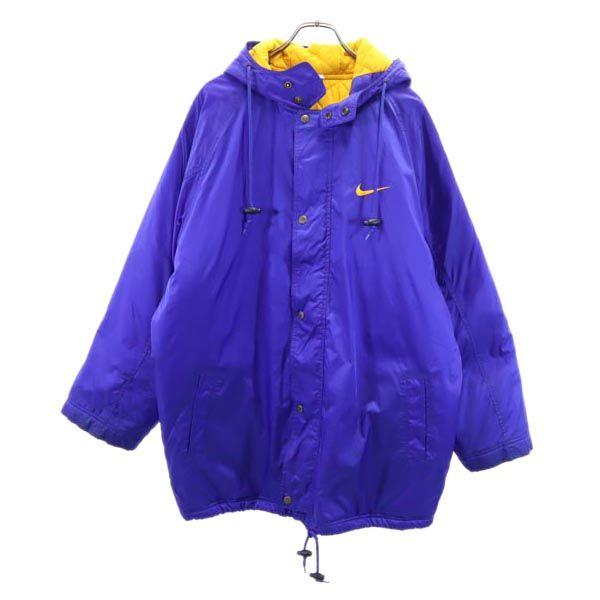 NIKE 90s 00s White Tag Old Big logo embroidery Batting jacket Nylon Hood Men's Used