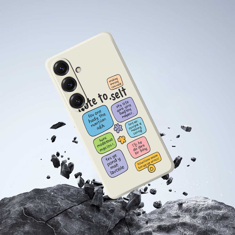For Samsung Galaxy S25 Case Colored Sticky Notes Pattern Printing Straight Edge TPU Phone Back Cover