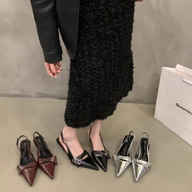 New High Heels Sandals Women Shoes Spring Summer Footwear Pointed Toe Party Ladies Shoes Fashion Buckle Strap Female Pumps
