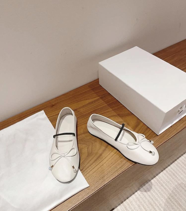 Versatile Soft Bow Ballet Shoes Women's Round Head Mary Jane Shoes Light Mouth Single Shoes Flat Grandma Shoes