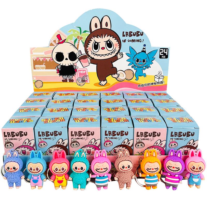 

POP MART 24pcs Labubu Blind Box Figure Doll Pvc Small Pendant Trendy Cute Kawaii Cartoon Keychain Mystery Box Bag Decorations Wholesale