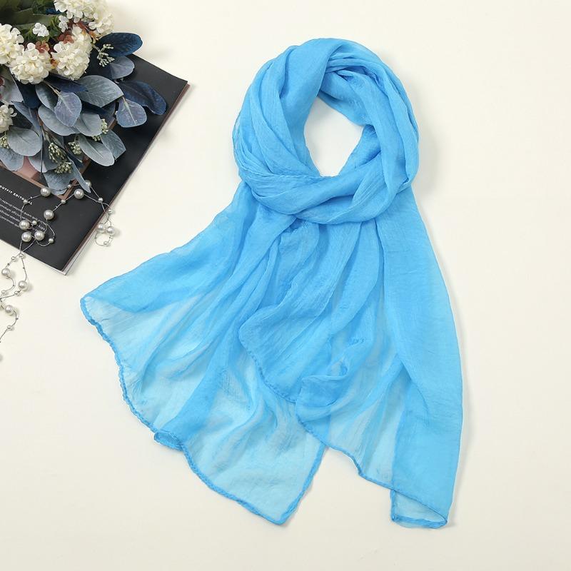 New solid color silk scarf women, oversized chiffon beach scarf fashion bikini swimsuit wrap scarf shawl