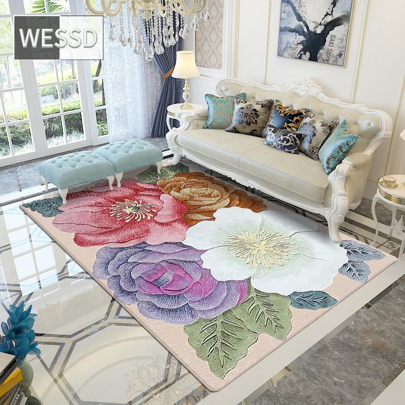 

3D розовый и фиолетовый цветочный ковер для гостиной и спальни 40x60cm 1pcs