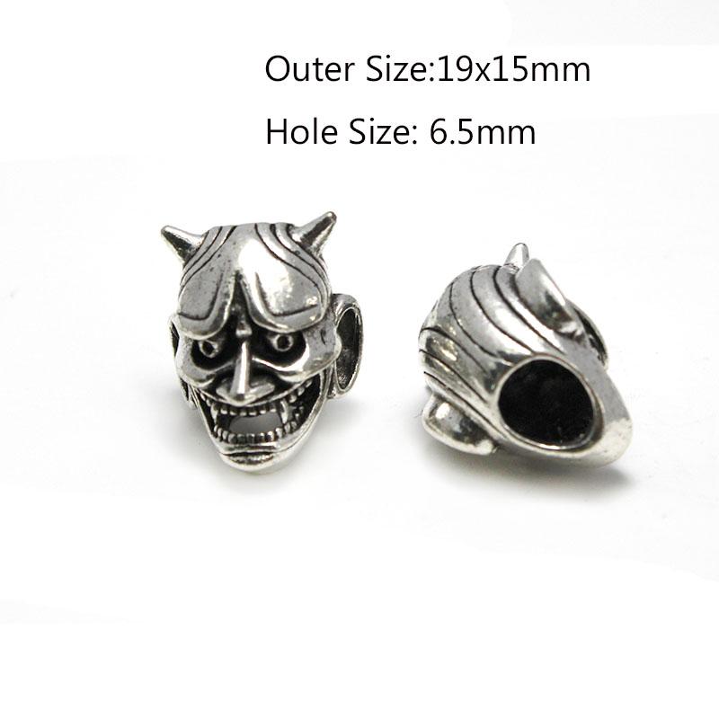 2 Stück Totenkopf Krieger Helm Abstandshalter Perlen Anhänger Haarzopf Dreadlock Bartperlen Paracord Seil Messerperlen für Armband DIY Schmuck