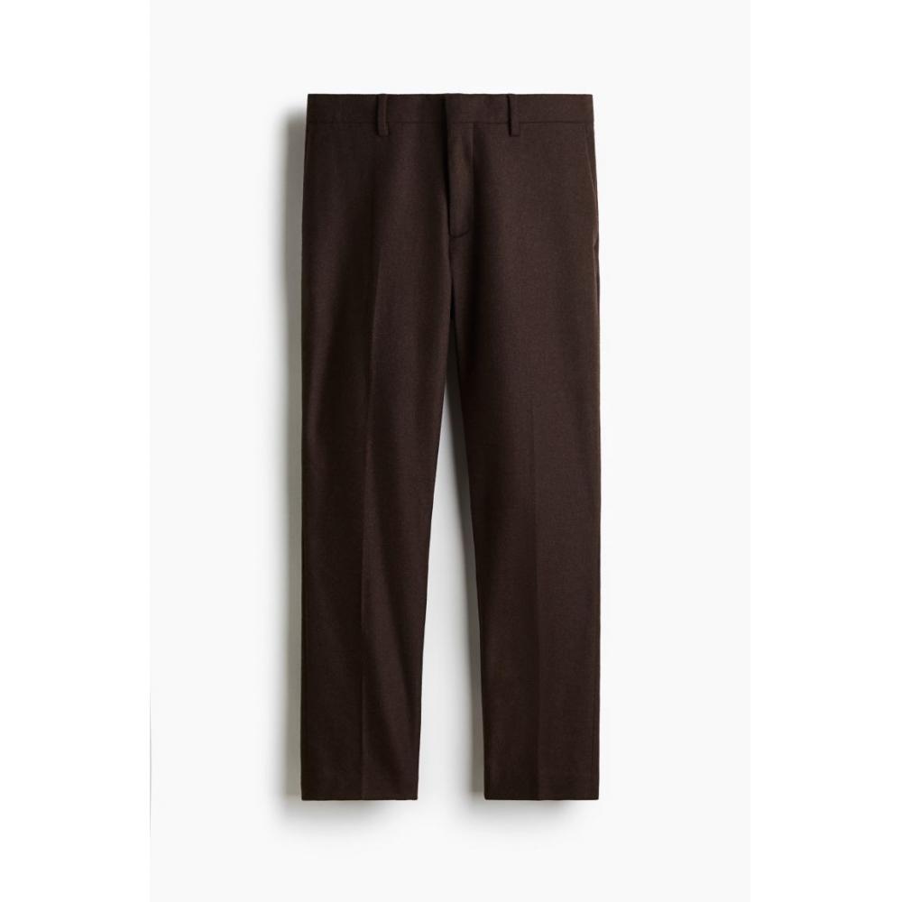 

Брюки HM slim Fit из смеси шерсти коричневого цвета