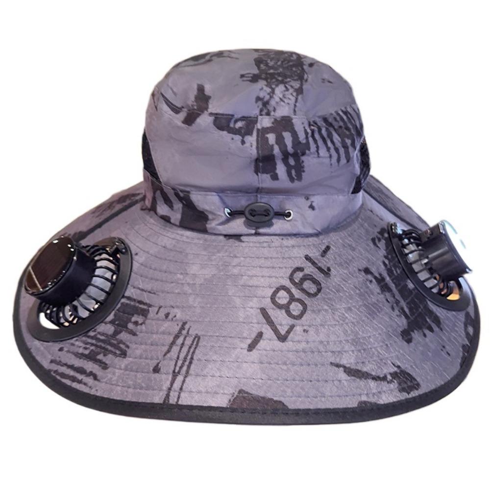 Adjustable Wide Brim Sun Cap UV Protection Sun Bucket Hat Sun Hat with Solar Fan Outdoor