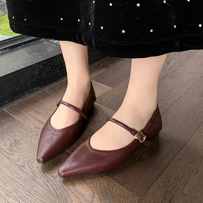 Ladies Shoes On Sale 2025 Fashion Spring New Women's Pointed Toe Buckle Strap Flats Outdoor Shallow Soft Bottom Woman Shoes