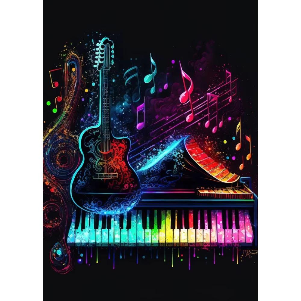 Pop 80S Live Music Neon Punk Poster Aesthetics Dj Guitar Karaoke Headphones Canvas Painting Wall Art Picture for Home Room