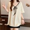 NaVaVa Women Loose FiT Ribbon V Neck ShorT sleeVe T shirT nT2651