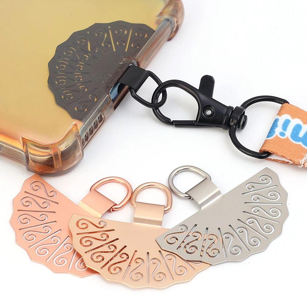 Fan Shaped Metal Phone Patch Stainless Steel Phone Card Clip Phone Lanyard Gasket  Replacement
