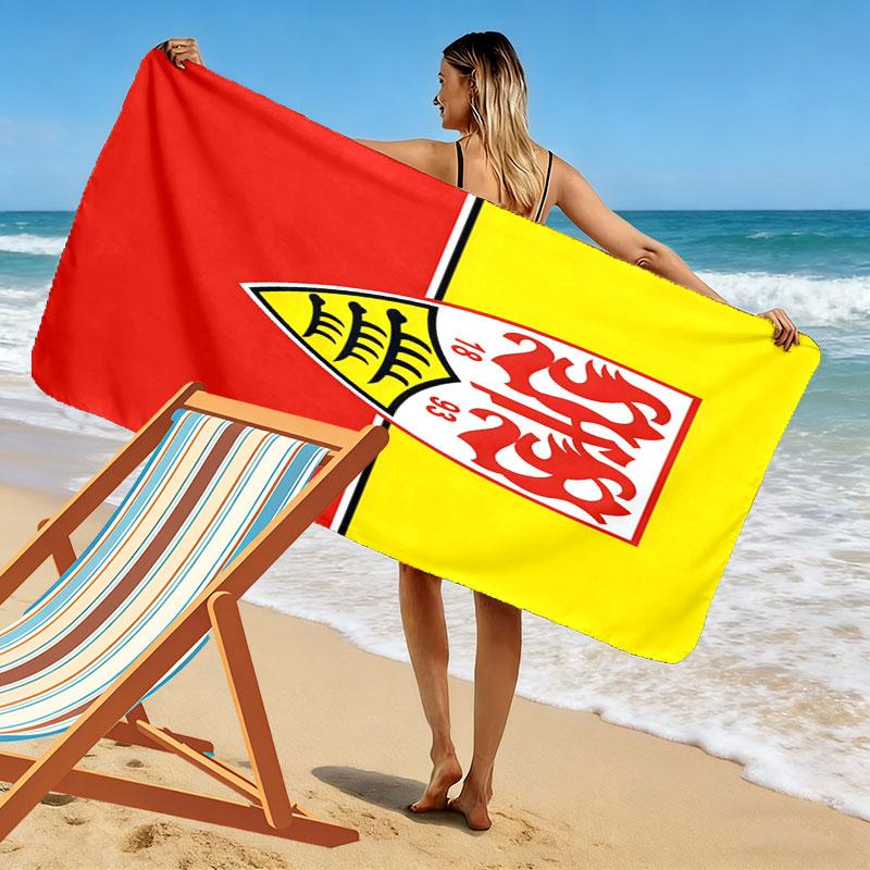 Stuttgart Heart Print Beach Towel, Large Soft Quick Dry Towel for Beach Camping Swimming