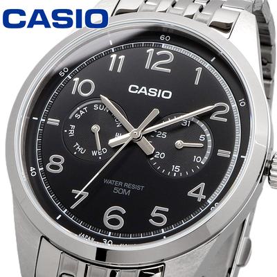 Silver X Overseas Model Multi-Calendar Watch, 7-Link Strap, Men's, Black, MTP-E340D-1AV