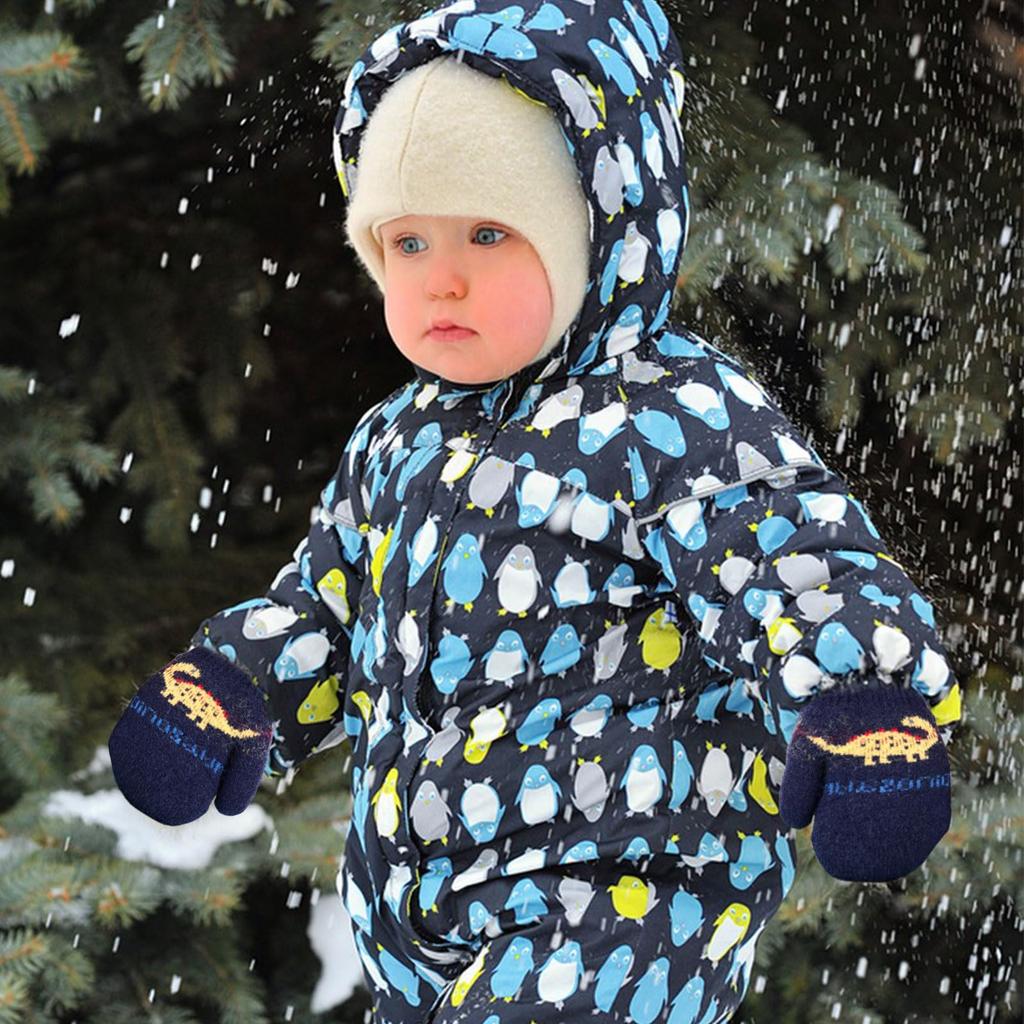 Umeloeo Knitted Cute and Stylish Warm Thick Dinosaur Design with Perfect for Fall and Cold Snow Elementary Boys and Ages Ages Kids' Mittens,