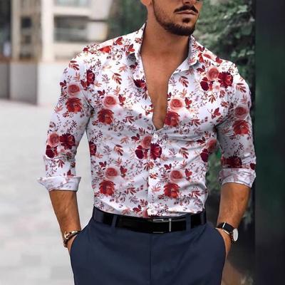 Nieuwe Lente en Herfst Heren Lange Mouwen Shirts Geprint Trendy en Veelzijdig Casual Tops