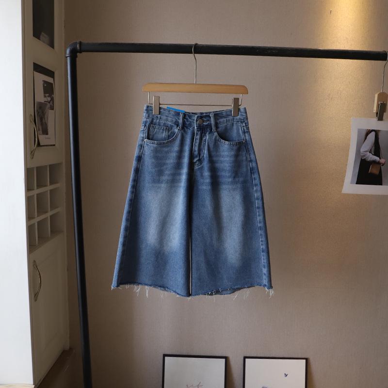 

Летние женские джинсовые шорты с высокой талией и прямыми штанинами 2025 Extra Extra Large темно-синий