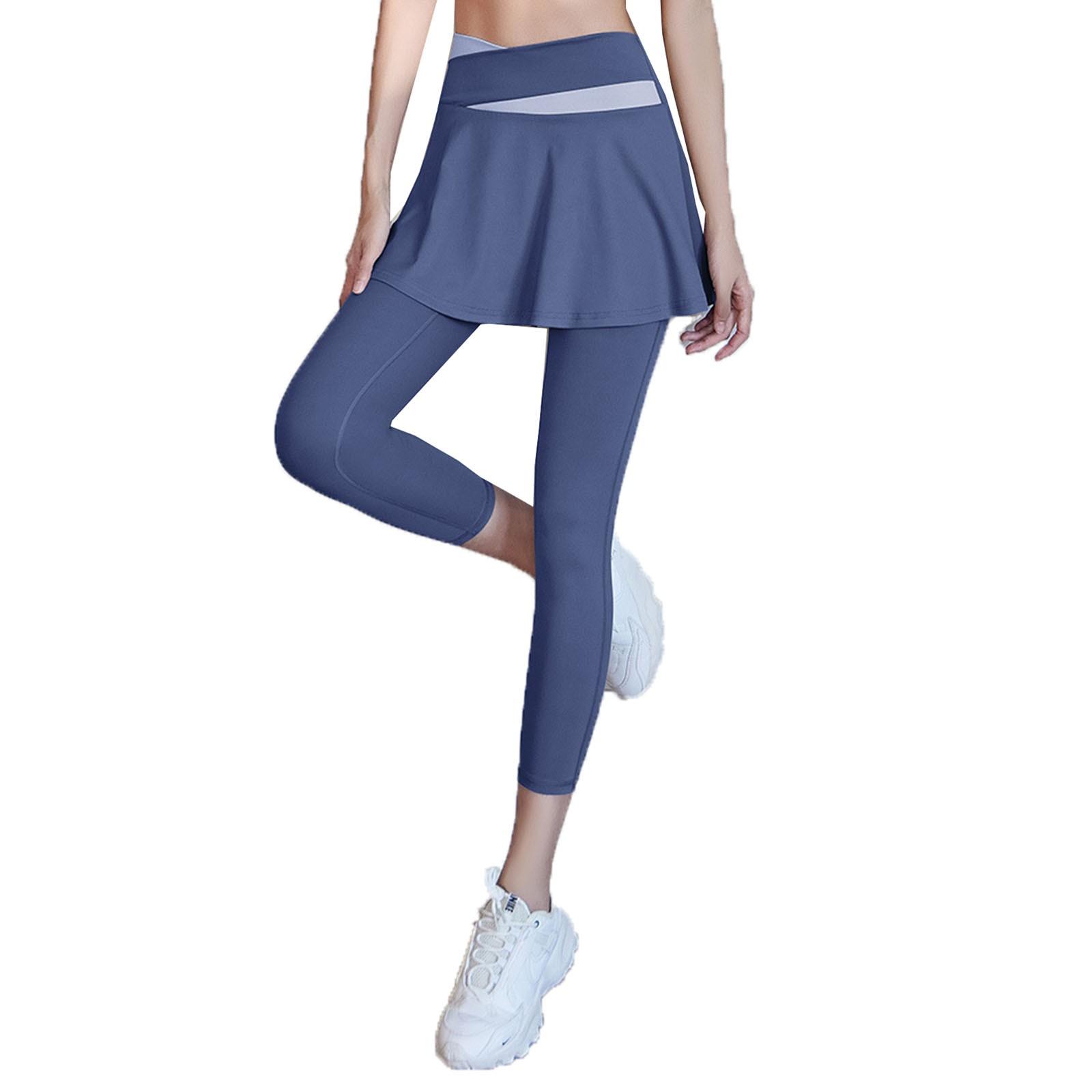 

Женские леггинсы для йоги и фитнеса, боковые карманы с высокой талией, женские узкие брюки для занятий спортом на открытом воздухе S синий