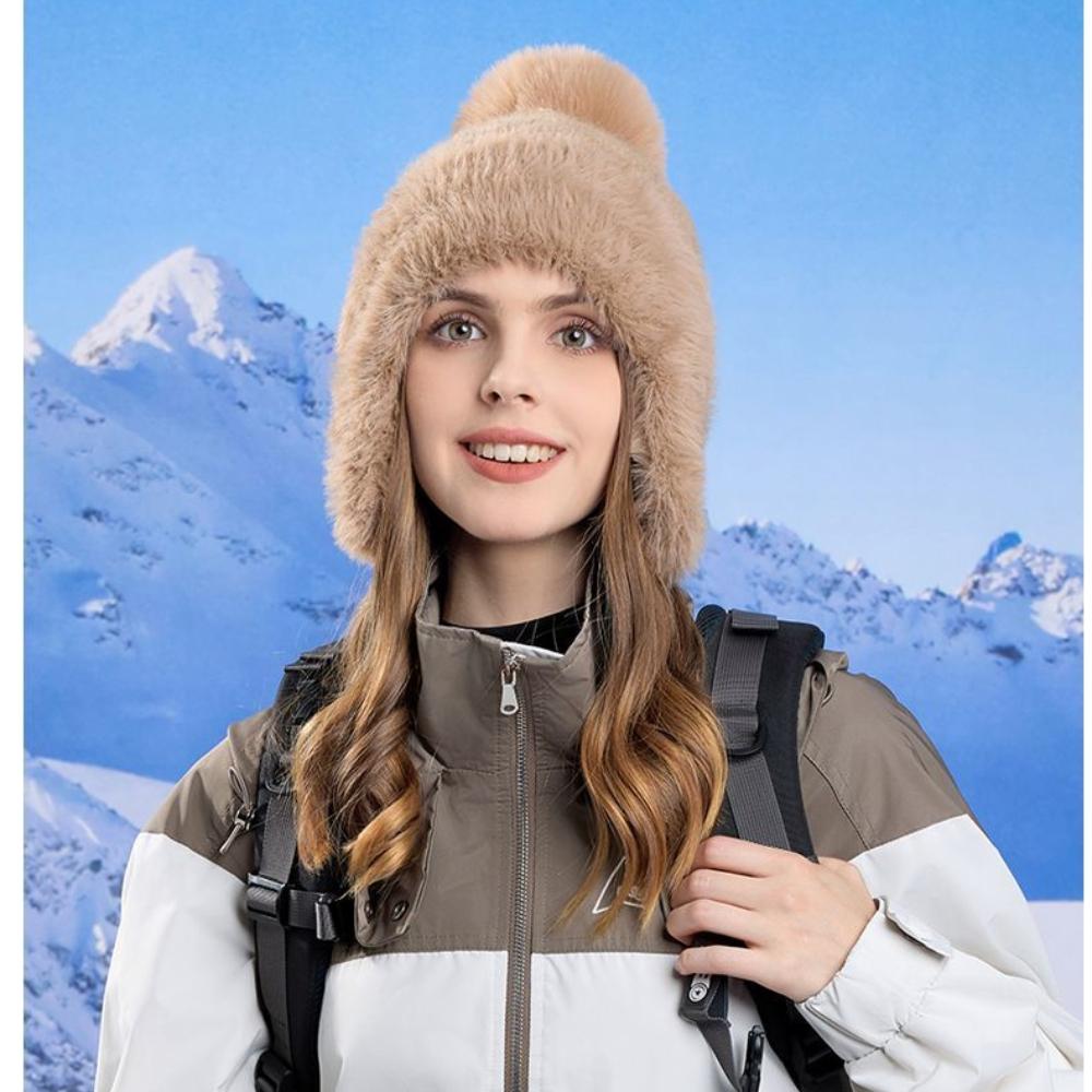 Hat winter new warm cute knitted plush plush ear protection hat cold thickened fashion wool hat