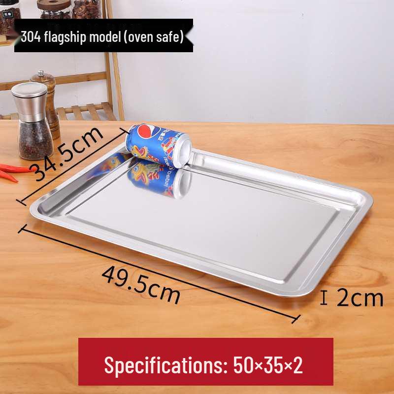 304 Stainless Steel Rectangular Tray for Steamed Fish, Rice, Chee Cheong Fun, and Baking