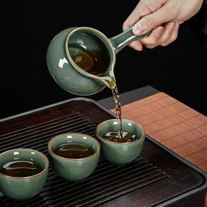 Chinese Teaset Bone China Teapot Tea Cup Set High-End Automatic Modern Travel Kung Fu Teaware Strainer