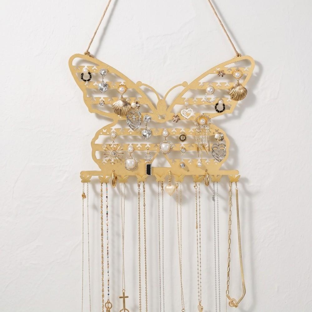 Wall Mounted Jewelry Organizer Space Saving Necklace Holder Butterfly Jewelry Rack  Home Decoration