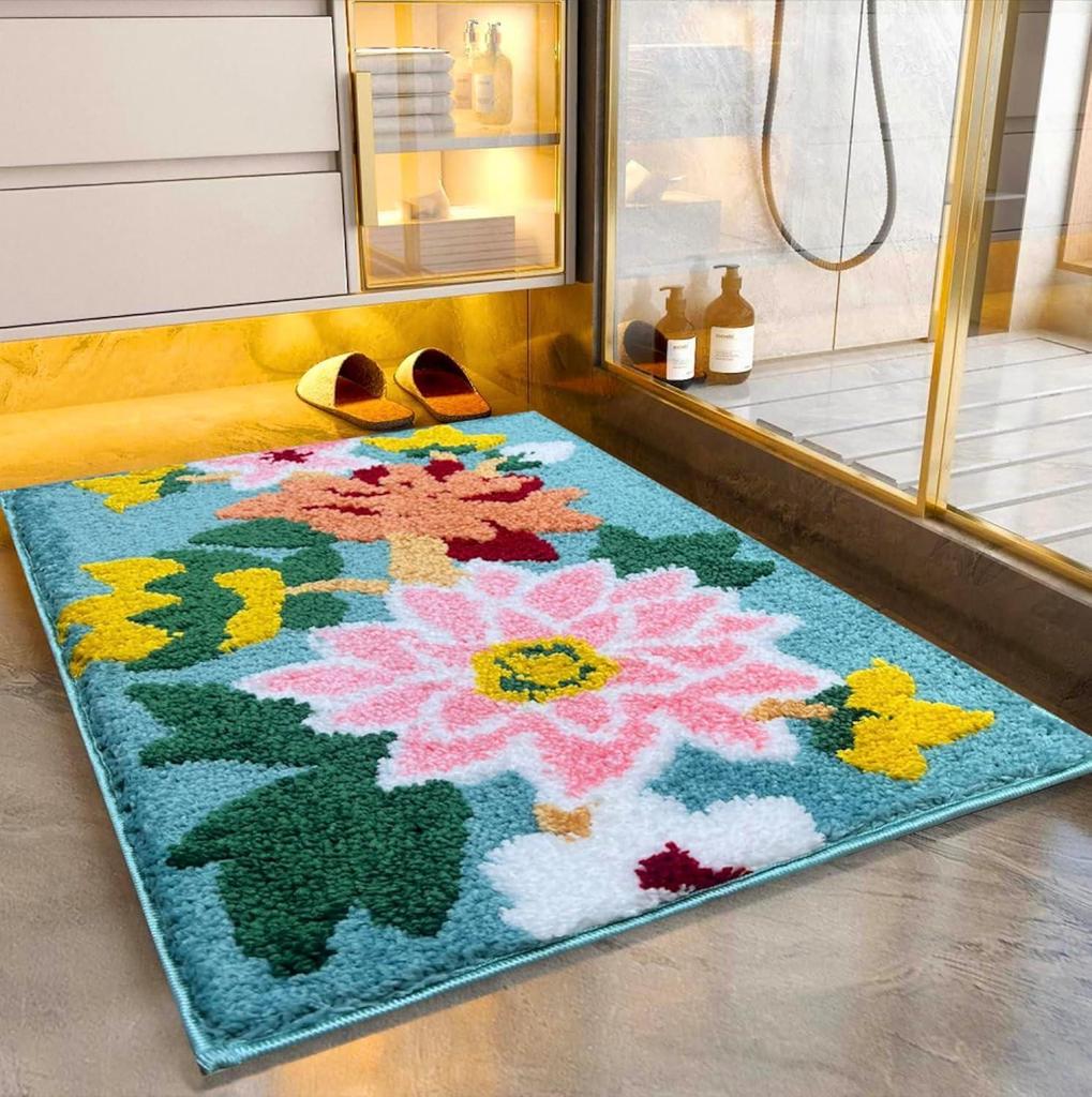 Microfibre 2000 GSM Bath Mat Super Absorbent Anti Skid Door Mats for Home/Bathroom/Bedroom/Kitchen/Floor Mat (Green)